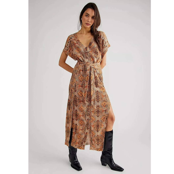 New FREE PEOPLE Farrah Dress $248 LARGE Ivory Sequin Detailed Adjustable Tie - Picture 1 of 5